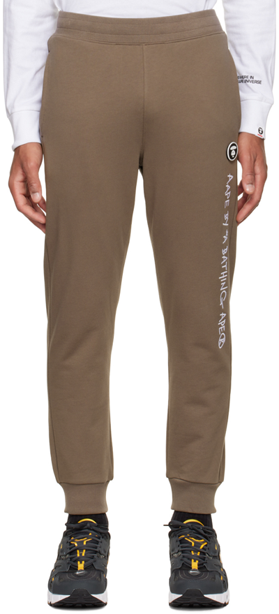 Shop Aape By A Bathing Ape Gray Embroidered Lounge Pants In Bgh Grey