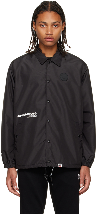 Shop Aape By A Bathing Ape Black Pointed Collar Jacket In Bkx Black