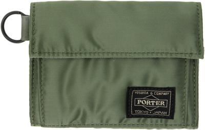 Shop Porter - Yoshida & Co. Khaki Tanker Wallet In Sage Green 30