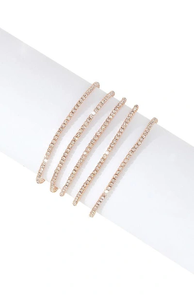 Shop Adornia Set Of 5 Crystal Tennis Stretch Bracelets In Yellow