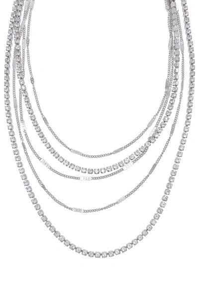 Shop Adornia Set Of 2 Rhodium Plated Layered Tennis Necklaces In Silver