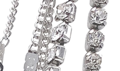 Adornia Set Of 2 Rhodium Plated Layered Tennis Necklaces In Silver