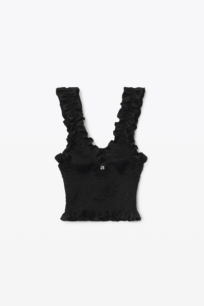 Shop Alexander Wang Ruffle Cami In Silk Charmeuse In Black