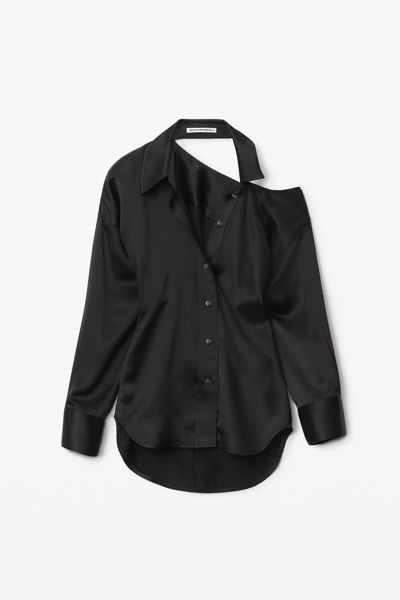 Shop Alexander Wang Open Back Shirt In Silk Charmeuse In Black