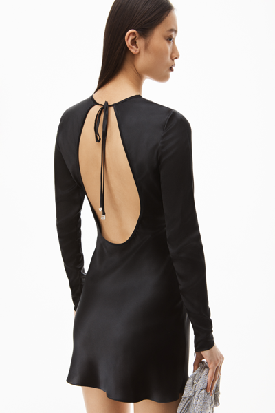 Shop Alexander Wang Keyhole Back Dress In Silk Charmeuse In Black