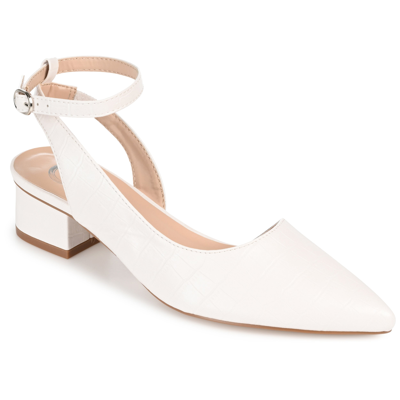 Journee Collection Keefa Croc Embossed Pointed Toe Pump In White