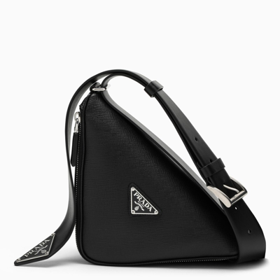 Shop Prada Black Saffiano Leather Triangle Bag