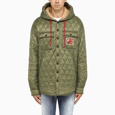 Shop Dsquared2 Military Green Nylon Quilted Jacket