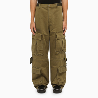 Shop Darkpark | Military Green Cotton Baggy Cargo Trousers