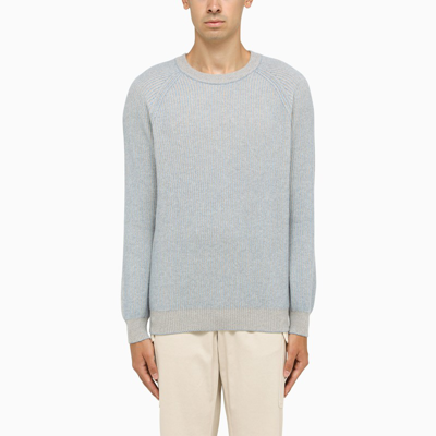 Shop Brunello Cucinelli Blue/sand-coloured Crew Neck Sweater In Orange