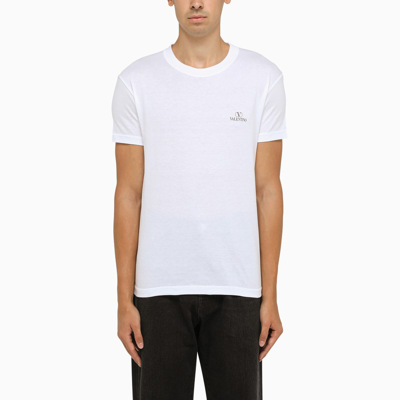 Shop Valentino White Crew Neck T-shirt With Logo