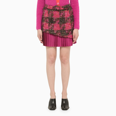 Shop Andersson Bell Fuchsia Tweed Asymmetrical Mini Skirt In Pink