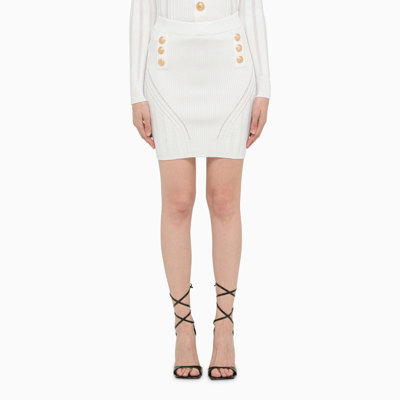 Shop Balmain | White Knit Pencil Skirt