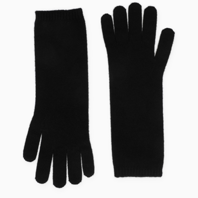 Shop Max Mara Black Wool And Cashmere Gloves