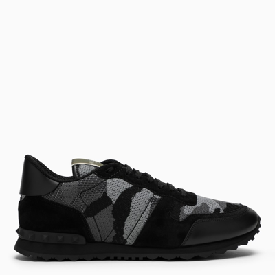 Shop Valentino Rockrunner Black/grey Camouflage Sneakers