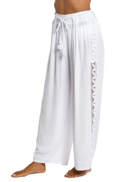 Shop La Blanca Coastal Crochet Wide Leg Cover-up Pants In White