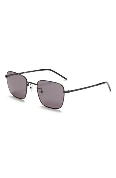 Shop Paige Harper 52mm Square Sunglasses In Black Satin With Grey Lens