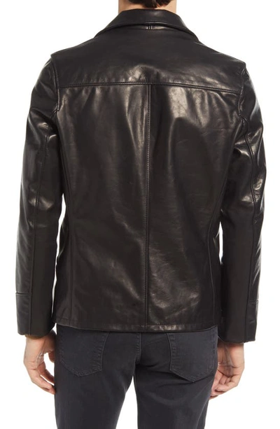 Schott Cowhide Leather Car Coat In Black