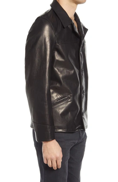 Schott Cowhide Leather Car Coat In Black
