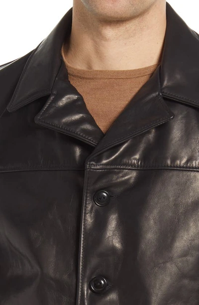 Schott Cowhide Leather Car Coat In Black