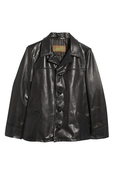 Schott Cowhide Leather Car Coat In Black