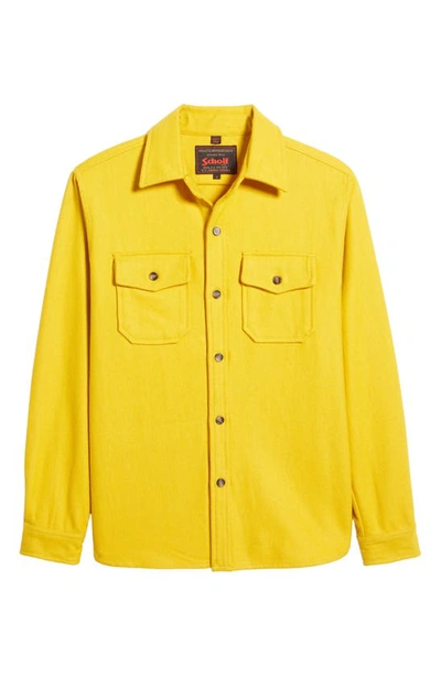 Shop Schott Cpo Wool Blend Work Shirt In Mustard