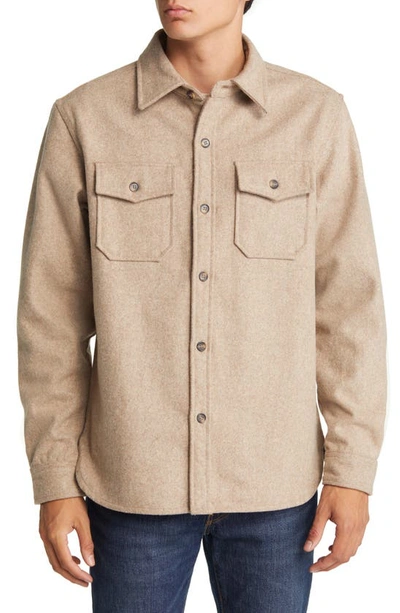 Shop Schott Cpo Wool Blend Work Shirt In Taupe