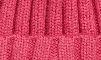 Shop Moncler Wool Rib Beanie With Faux Fur Pompom In Pink