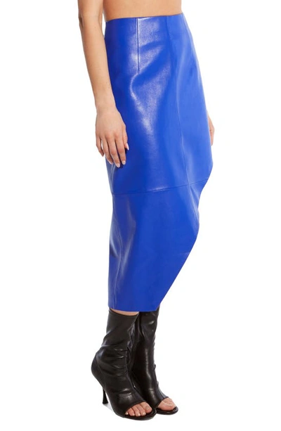Shop As By Df Fallon Asymmetric Recycled Leather Midi Skirt In Ultramarine