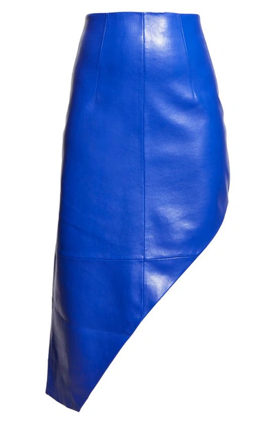 Shop As By Df Fallon Asymmetric Recycled Leather Midi Skirt In Ultramarine