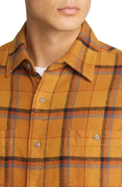 Shop Schott Two-pocket Long Sleeve Flannel Button-up Shirt In Gold