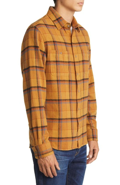 Schott Two-pocket Flannel Long Sleeve Button-up Shirt In Gold