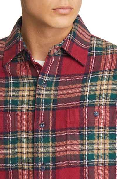 Schott Two-pocket Flannel Long Sleeve Button-up Shirt In Berry