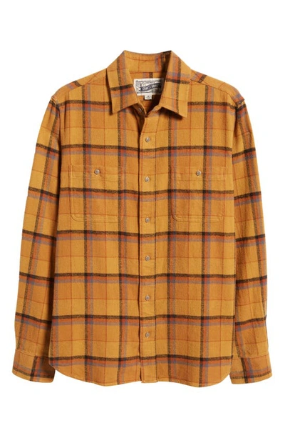 Schott Two-pocket Flannel Long Sleeve Button-up Shirt In Gold