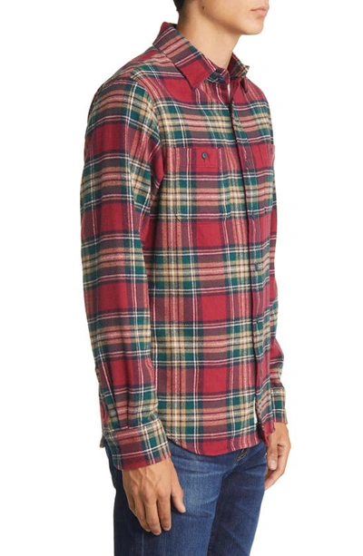 Schott Two-pocket Flannel Long Sleeve Button-up Shirt In Berry