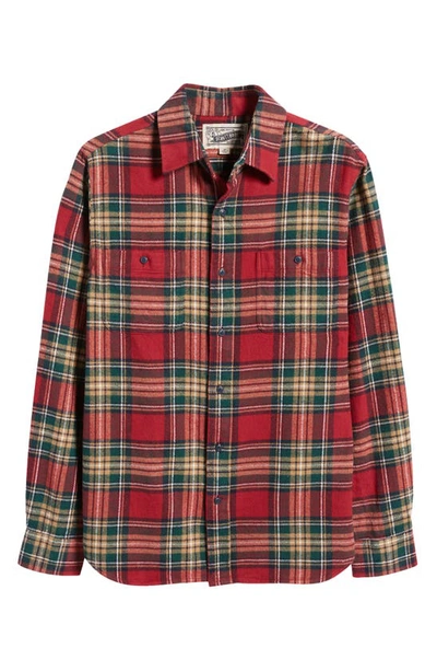 Schott Two-pocket Flannel Long Sleeve Button-up Shirt In Berry