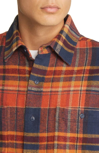 Shop Schott Two-pocket Long Sleeve Flannel Button-up Shirt In Rust