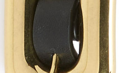Shop Bottega Veneta Oval Buckle Slim Leather Belt In Black/ Brass