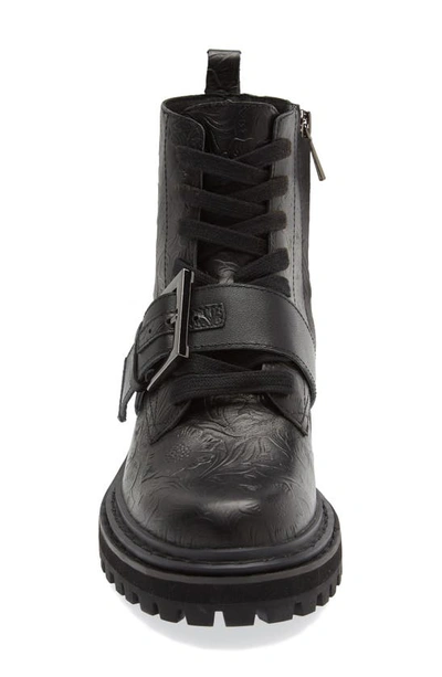 Shop Cecelia New York Hayden Lug Sole Combat Boot In Black Embossed Floral