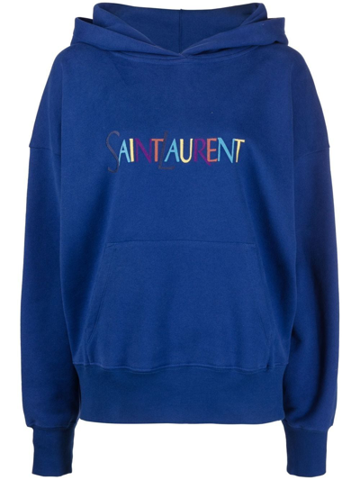 Shop Saint Laurent Hoodie Clothing In Blue