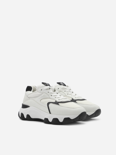 Shop Hogan Hyperactive Sneakers In Leather And Nylon In (bianco)