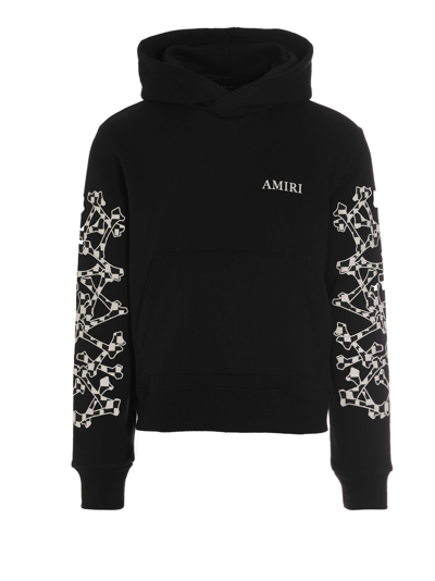 Shop Amiri Checkered Bones Hoodie In Black