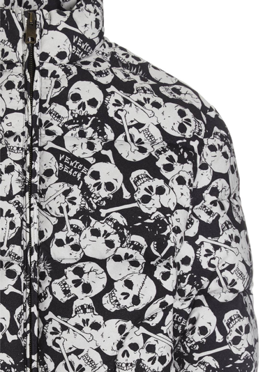 Shop Erl Skull Down Jacket In White/black