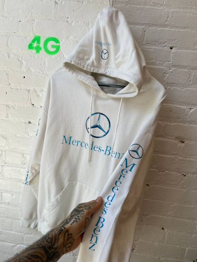 Pre-owned Mercedes Benz X Vintage Mercedes Benz Hoodie Fits L Or Xl In  White/blue | ModeSens