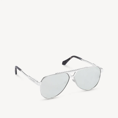 1.1 Evidence Metal Square Sunglasses, White, One Size