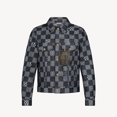 Pre-owned Louis Vuitton Denim Jacket With Damier Distorted Pattern In Black