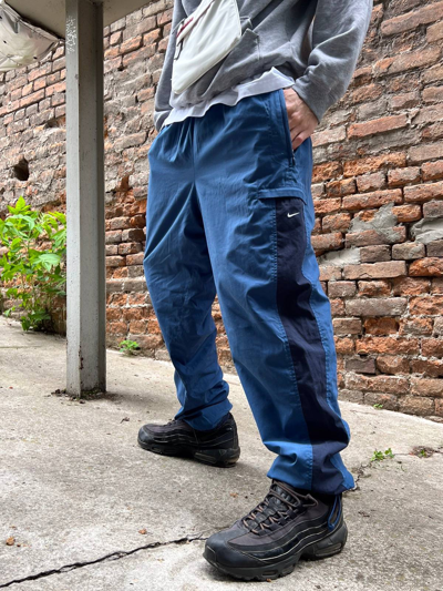 Pre-owned Nike X Vintage Nike Y2k Nylon Drill Cargo Track Pants Vintage  Size M In Blue | ModeSens