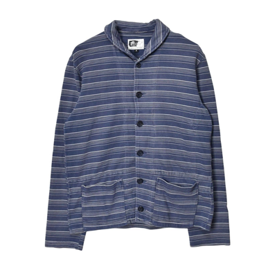 Pre-owned Engineered Garments /stripe Work Jacket/25737 - 641 50 In Navy