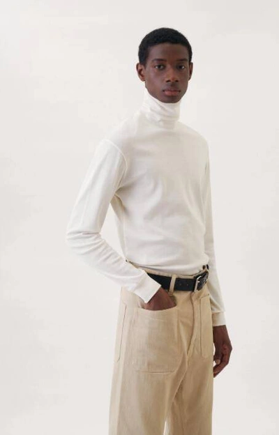 Pre-owned Lemaire Aw21  Fine Rib Turtleneck Shirt L In Off White