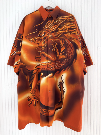 Pre owned Balenciaga Summer 18 Oversize Dragon Button Up Shirt Nwt 39 In Orange ModeSens